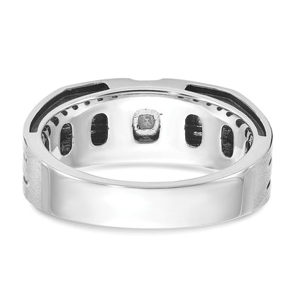 14k White Gold with Black Rhodium Men's Satin 1/3 carat Diamond Complete Ring
