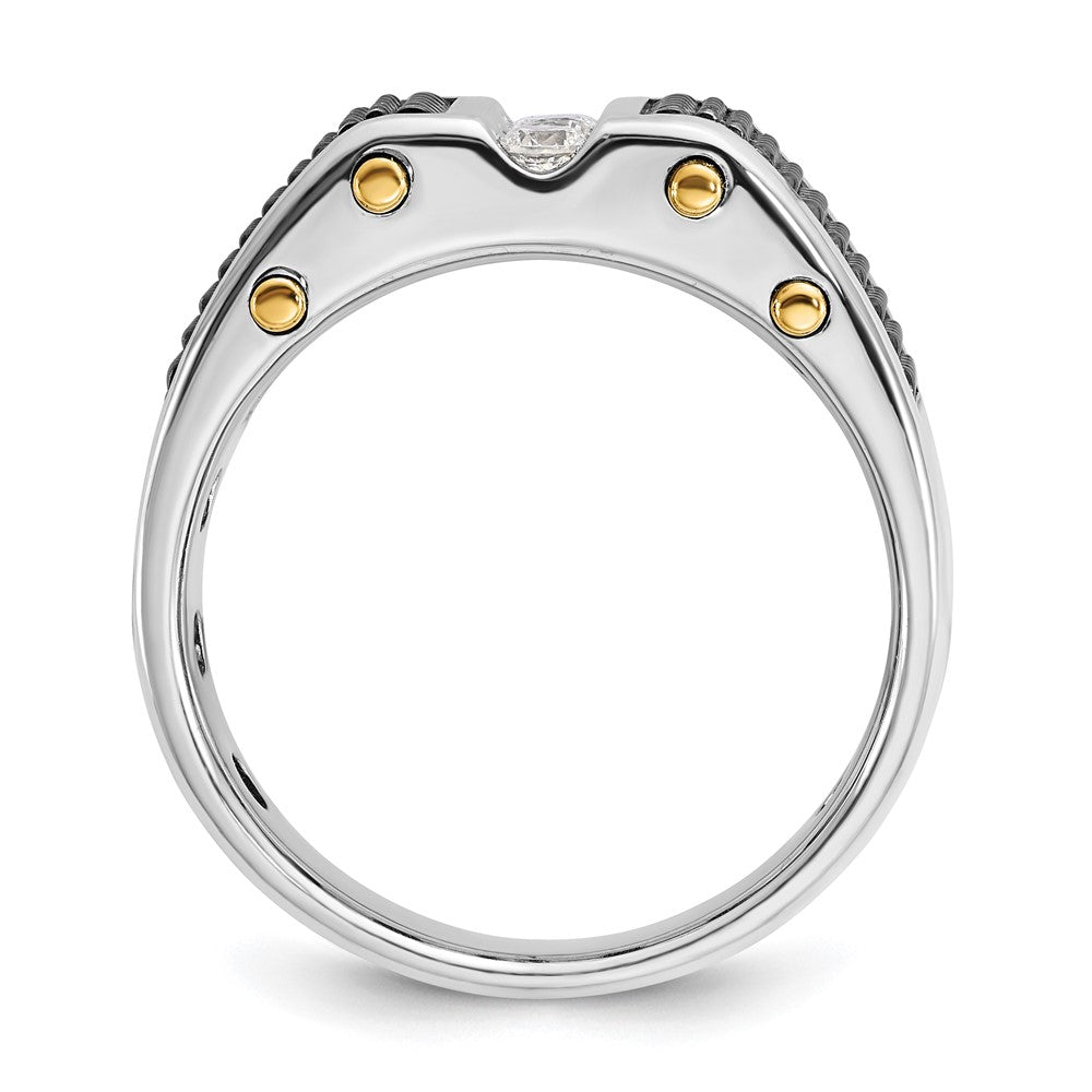 14k Two-tone Gold w/Black Rhodium Men's 1/4 carat Diamond Complete Ring
