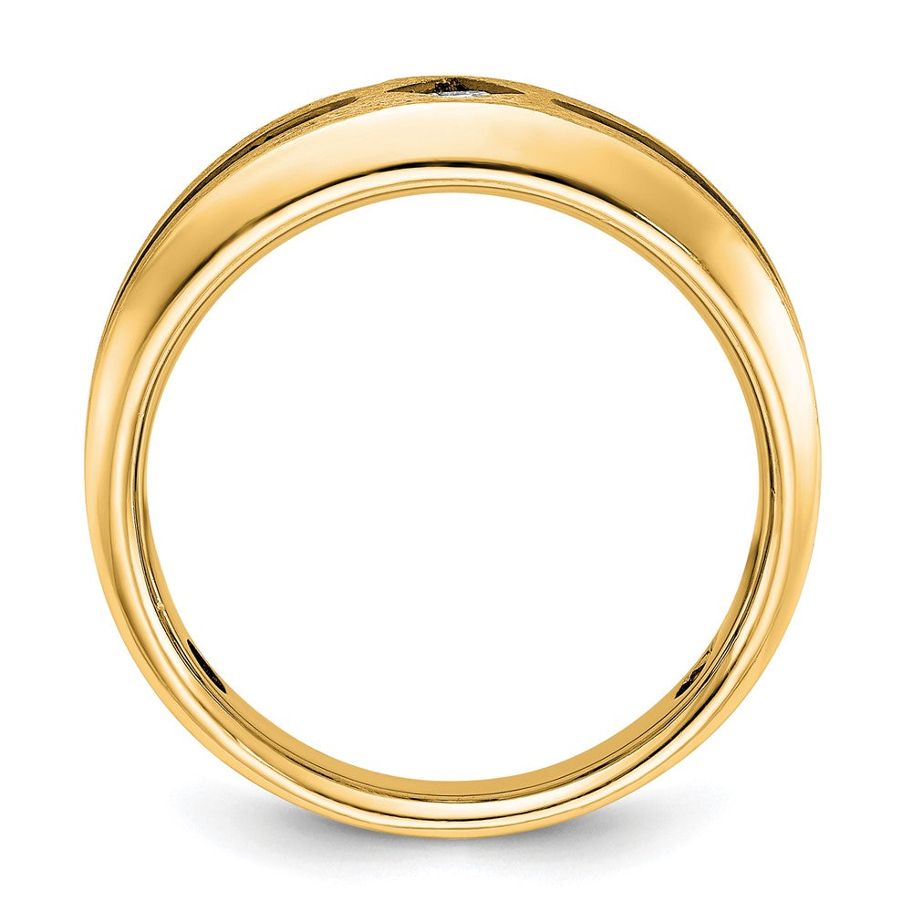 10K Yellow Gold Ibgoodman With Black Rhodium Polished Satin And Grooved 1/2 Carat A Quality White Diamond Ring