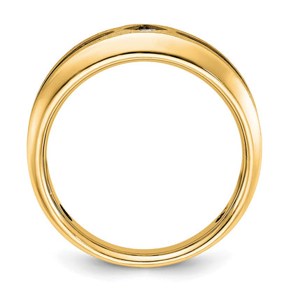 10K Yellow Gold Ibgoodman With Black Rhodium Polished Satin And Grooved 1/2 Carat A Quality White Diamond Ring
