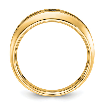 10K Yellow Gold Ibgoodman Men'S Polished Satin And Grooved Square Stone Center Ring Mounting