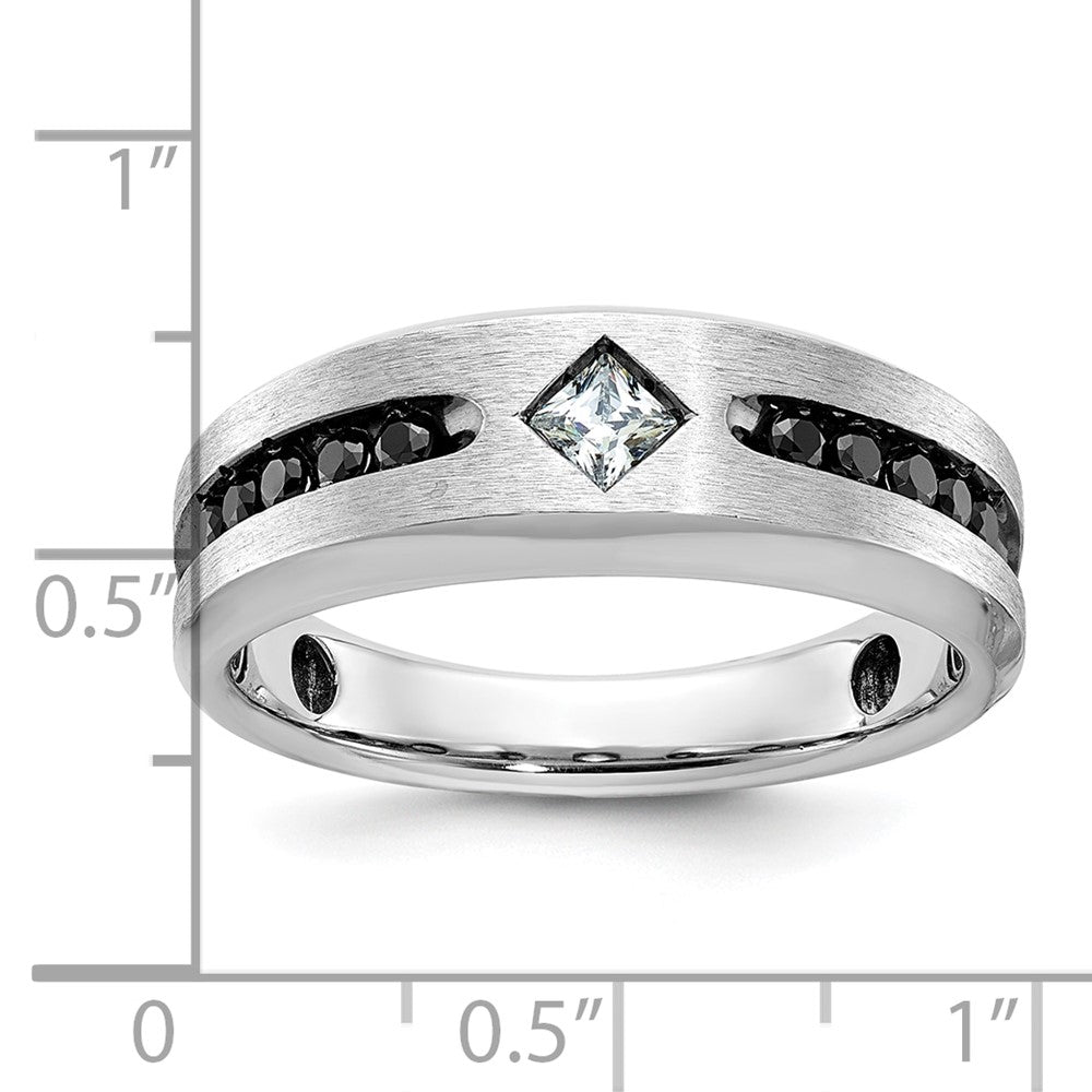10K Yellow Gold Ibgoodman With Black Rhodium Polished Satin And Grooved 1/2 Carat A Quality White Diamond Ring