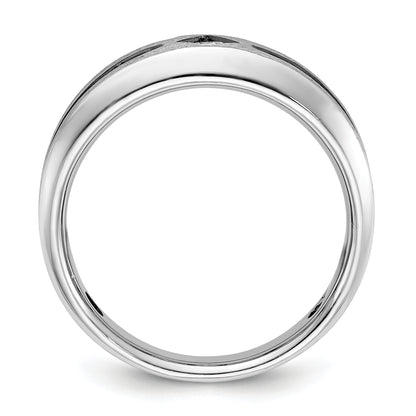 14k White Gold Men's Satin 1/2 carat Black and White Diamond Complete Ring