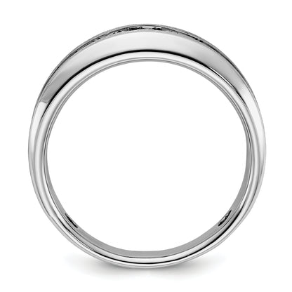 14k White Gold with Black Rhodium Men's Polished and Brushed Black and White Diamond Complete Ring