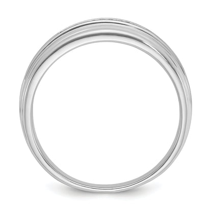 10K White Gold Ibgoodman Men'S Polished Satin And Grooved 5-Stone Ring Mounting