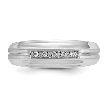 10K White Gold Ibgoodman Men'S Polished Satin And Grooved 5-Stone Ring Mounting