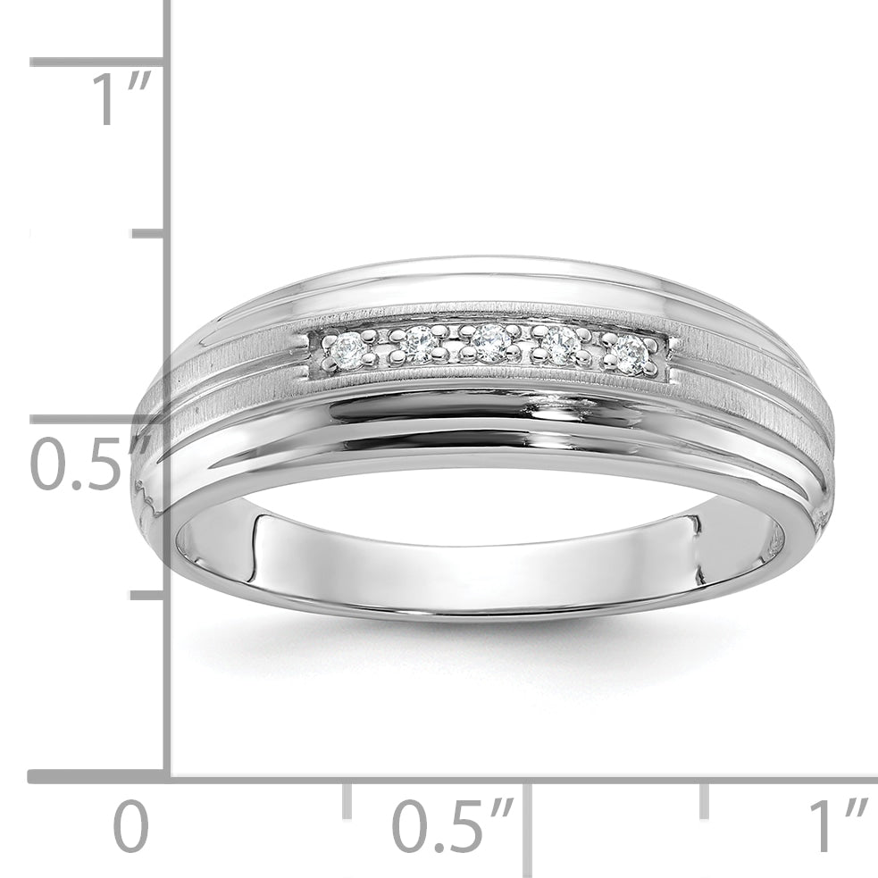 10K White Gold Ibgoodman Men'S Polished Satin And Grooved 5-Stone Ring Mounting