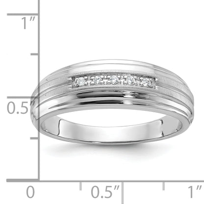 10K White Gold Ibgoodman Men'S Polished Satin And Grooved 5-Stone Ring Mounting