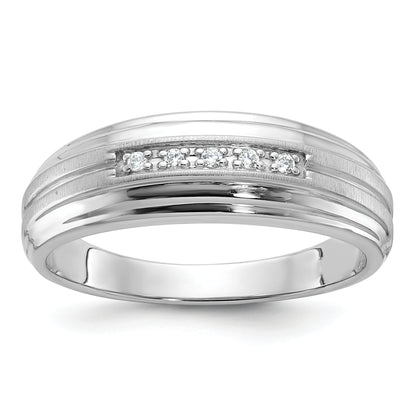 10K White Gold Ibgoodman Men'S Polished Satin And Grooved 5-Stone Ring Mounting