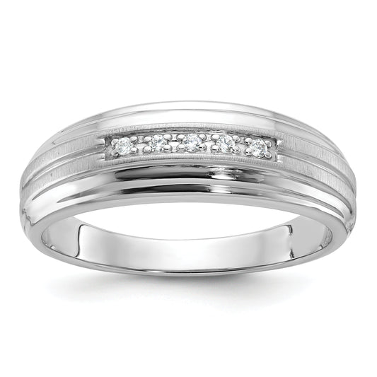 10K White Gold Ibgoodman Men'S Polished Satin And Grooved 5-Stone Ring Mounting