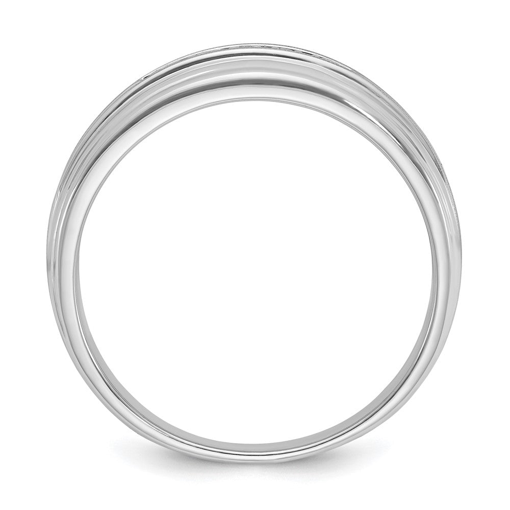 14k White Gold Men's Polished and Satin 1/20 carat Diamond Complete Ring