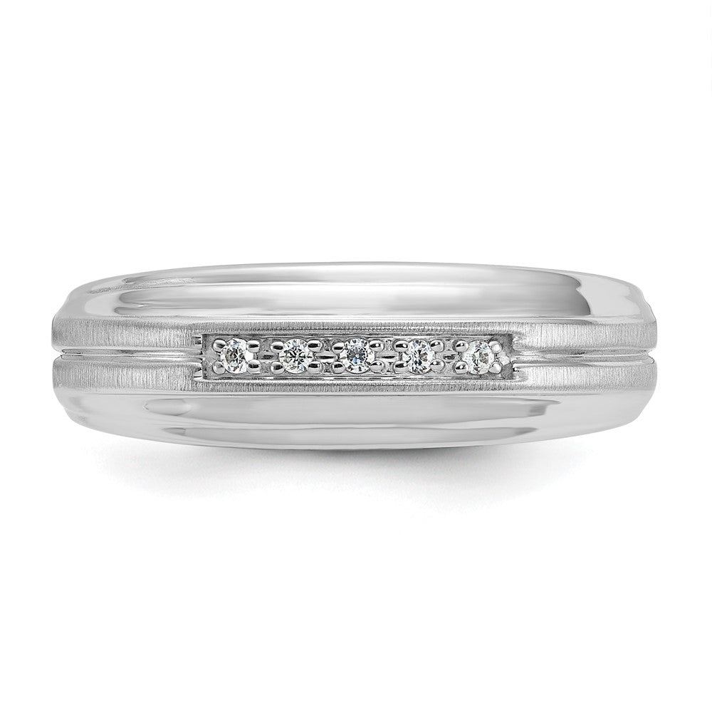 14k White Gold Men's Polished and Satin 1/20 carat Diamond Complete Ring