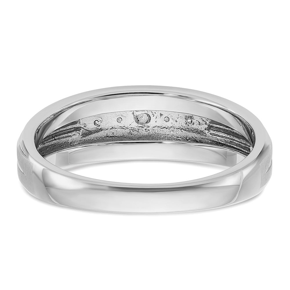14k White Gold Men's Polished and Satin 1/20 carat Diamond Complete Ring