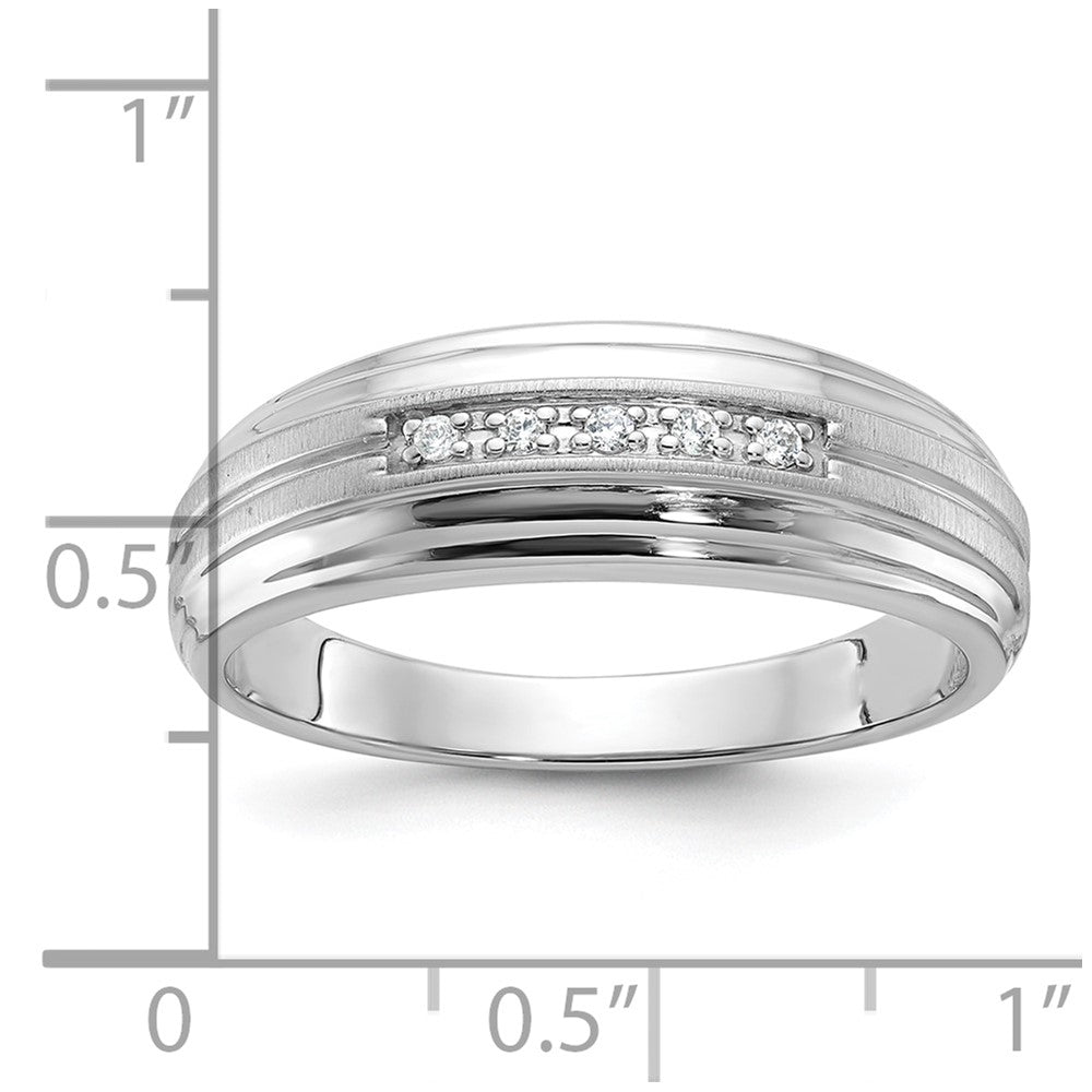 14k White Gold Men's Polished and Satin 1/20 carat Diamond Complete Ring