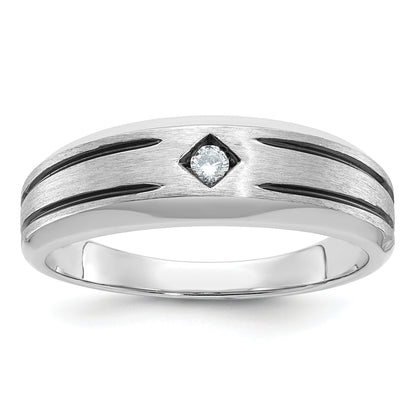 10K White Gold Ibgoodman Men'S W/Black Rhod Satin Diamond Complete Ring