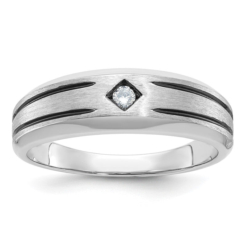 10K White Gold Ibgoodman Men'S W/Black Rhod Satin Diamond Complete Ring