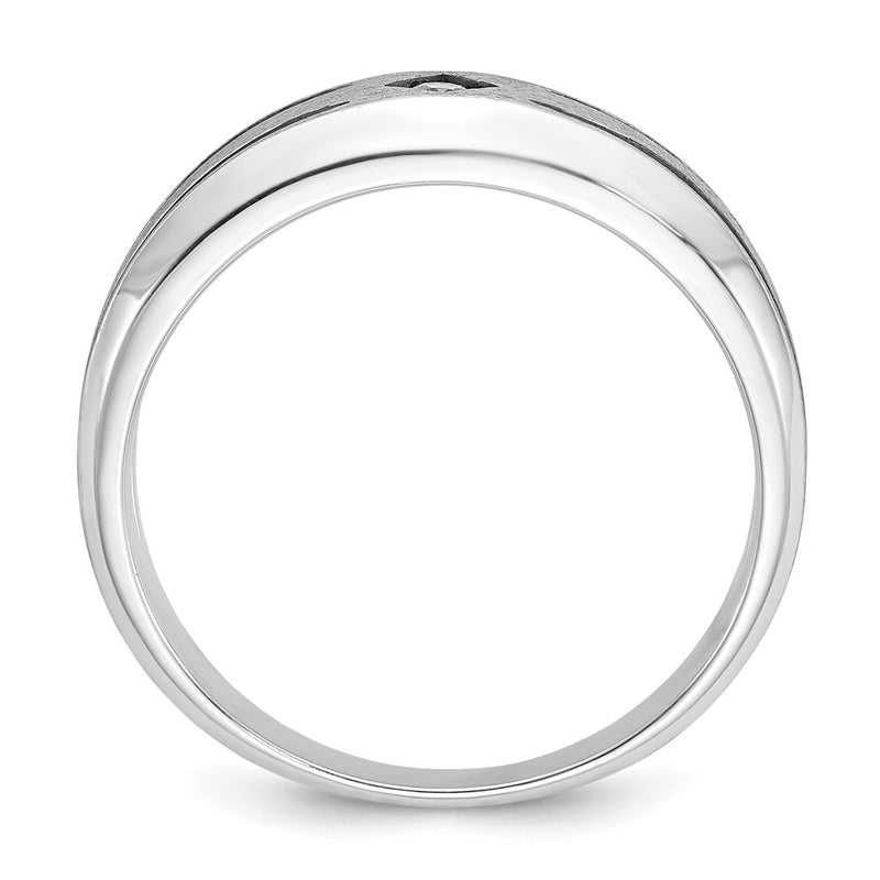 14k White Gold with Black Rhodium Men's Satin 1/20 carat Diamond Complete Ring