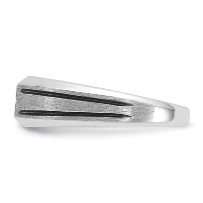 14k White Gold with Black Rhodium Men's Satin 1/20 carat Diamond Complete Ring