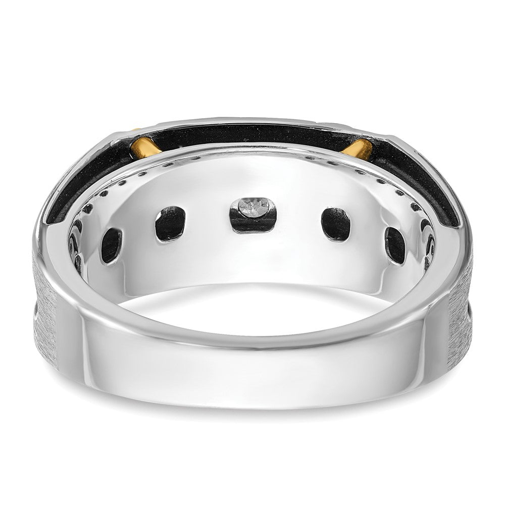 14k Two-tone Gold w/Black Rhodium Men's Satin 1/2 carat Diamond Complete Ring