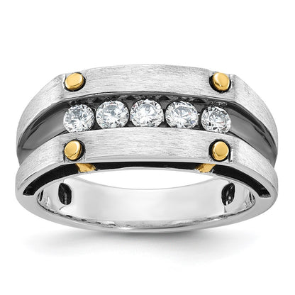 14k Two-tone Gold w/Black Rhodium Men's Satin 1/2 carat Diamond Complete Ring