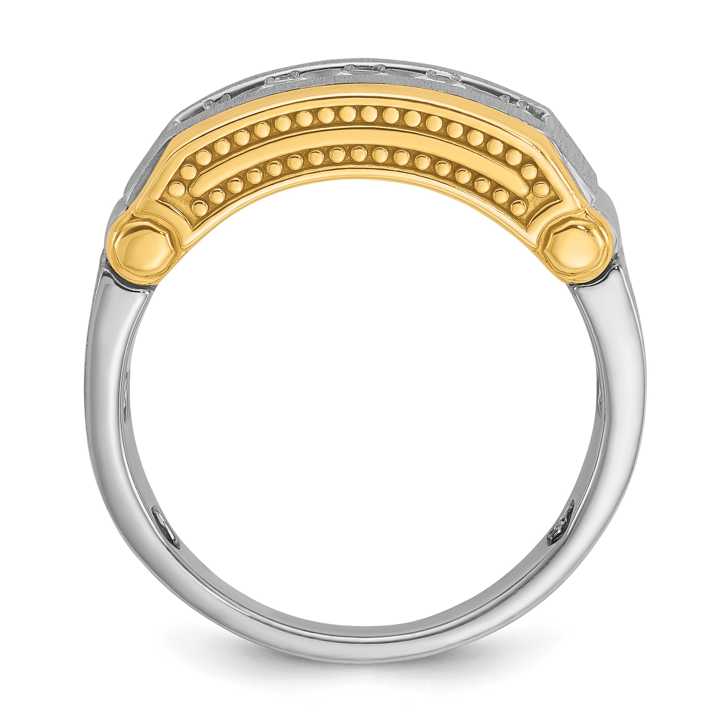 14k Two-tone Gold Men's Polished and Satin 1/2 carat Diamond Complete Ring
