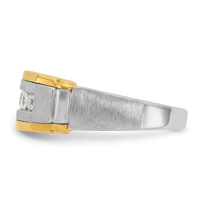 14k Two-tone Gold Men's Polished and Satin 1/2 carat Diamond Complete Ring
