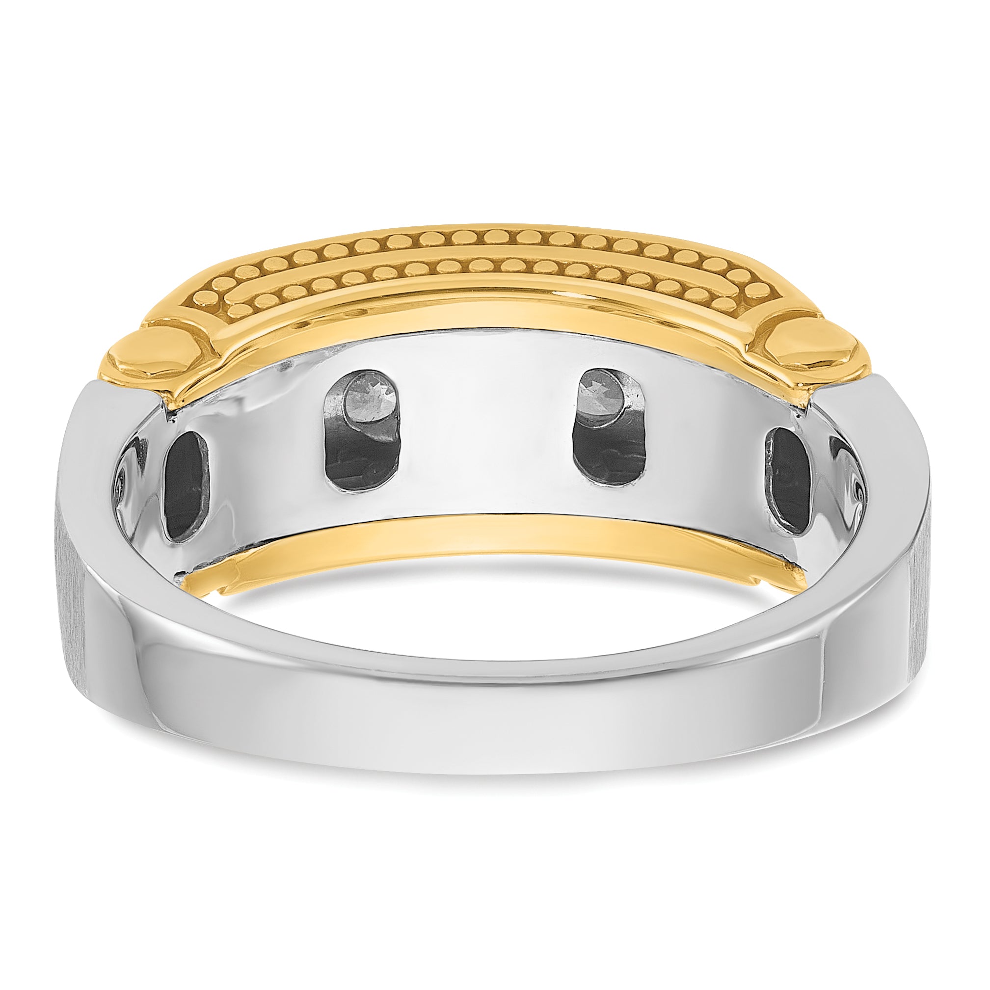 14k Two-tone Gold Men's Polished and Satin 1/2 carat Diamond Complete Ring