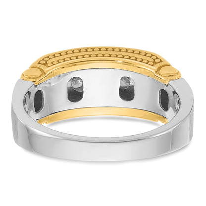14k Two-tone Gold Men's Polished and Satin 1/2 carat Diamond Complete Ring