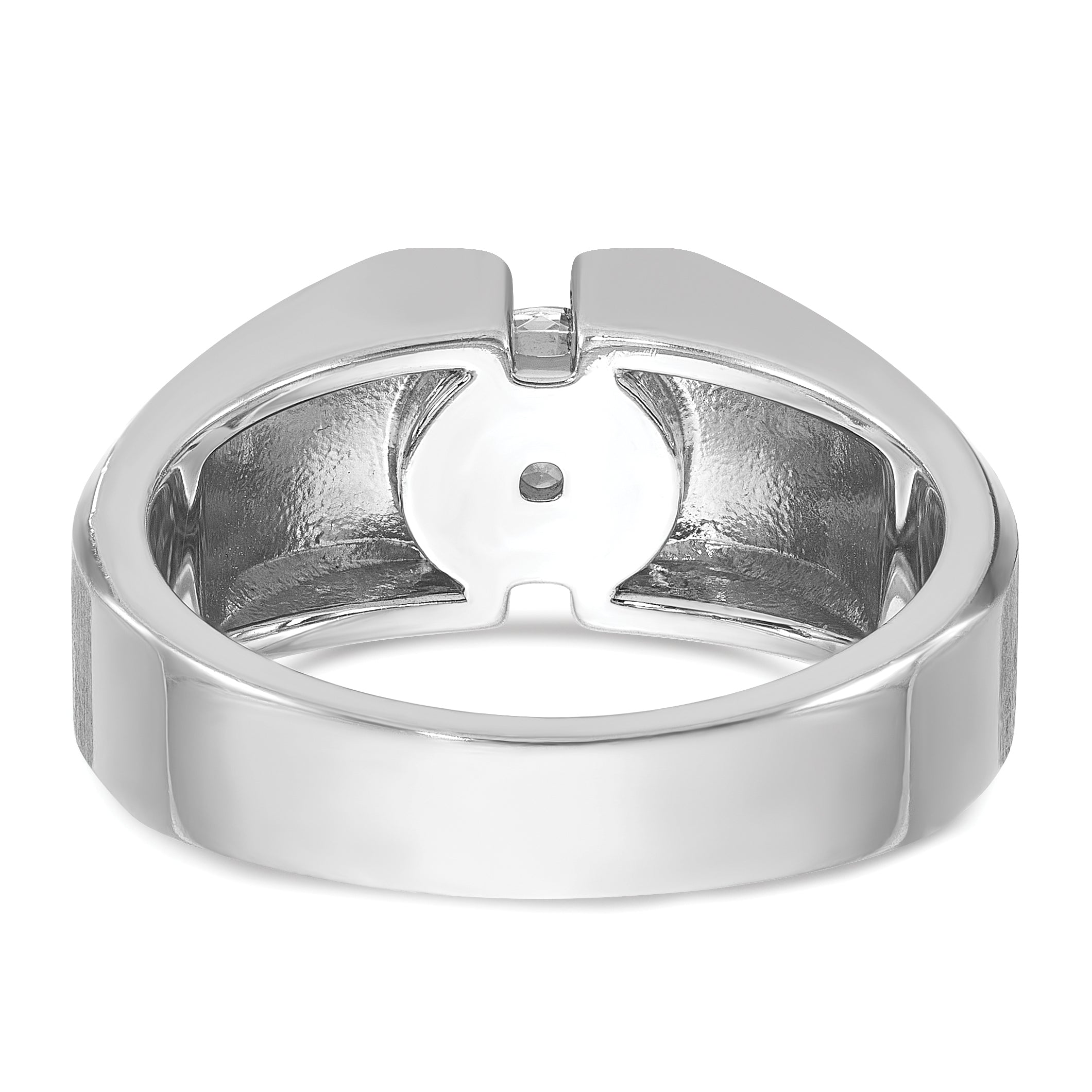 14k White Gold 1 Ct. Lab Grown Diamond VS/SI+ G+ Polished and Satin Men's Ring