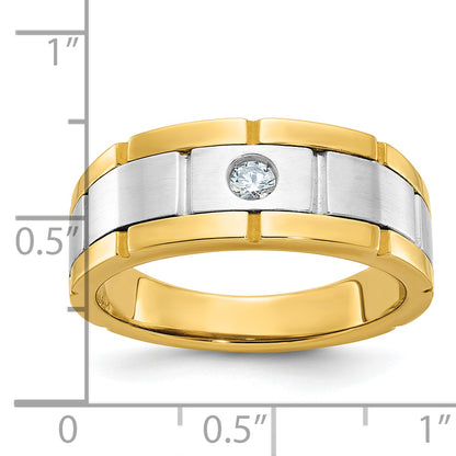 10K Two-Tone Ibgoodman Men'S Polished Satin And Grooved Ring Mounting