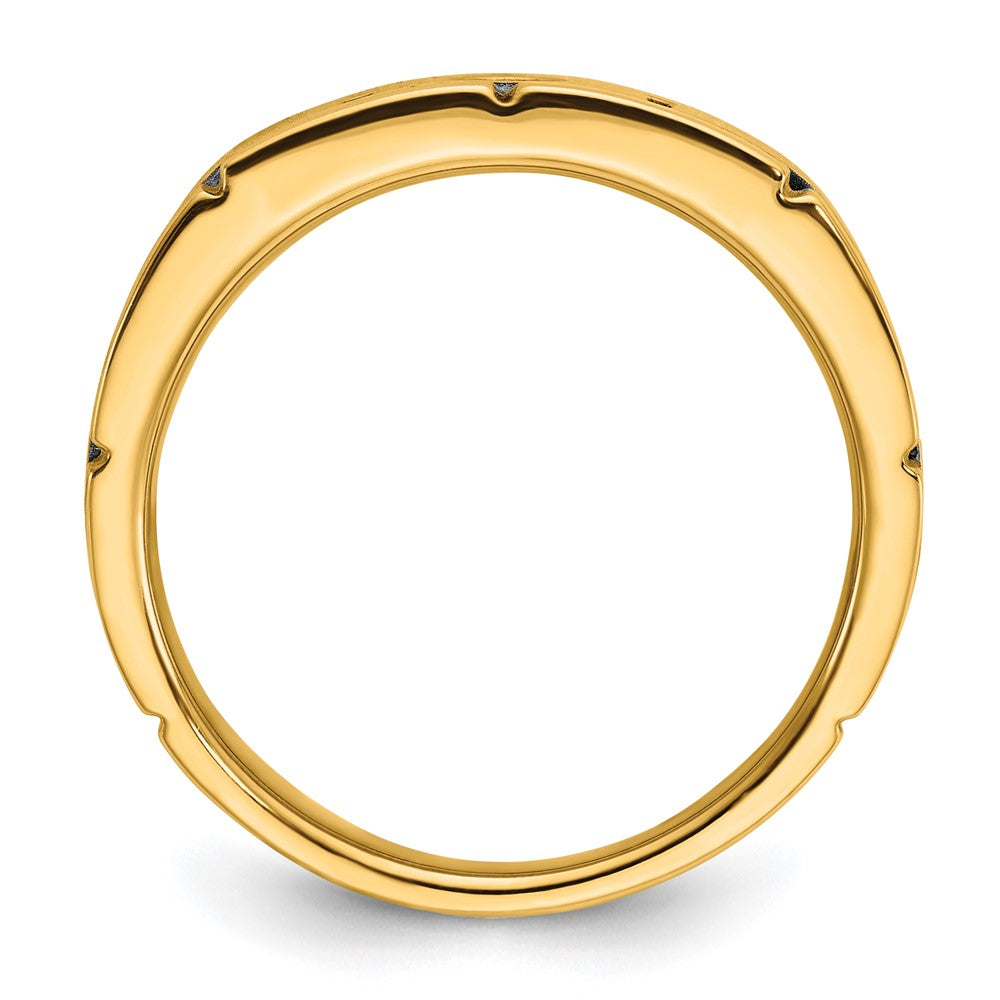 14k Two-tone Gold Men's Polished and Satin 1/10 carat Diamond Complete Ring