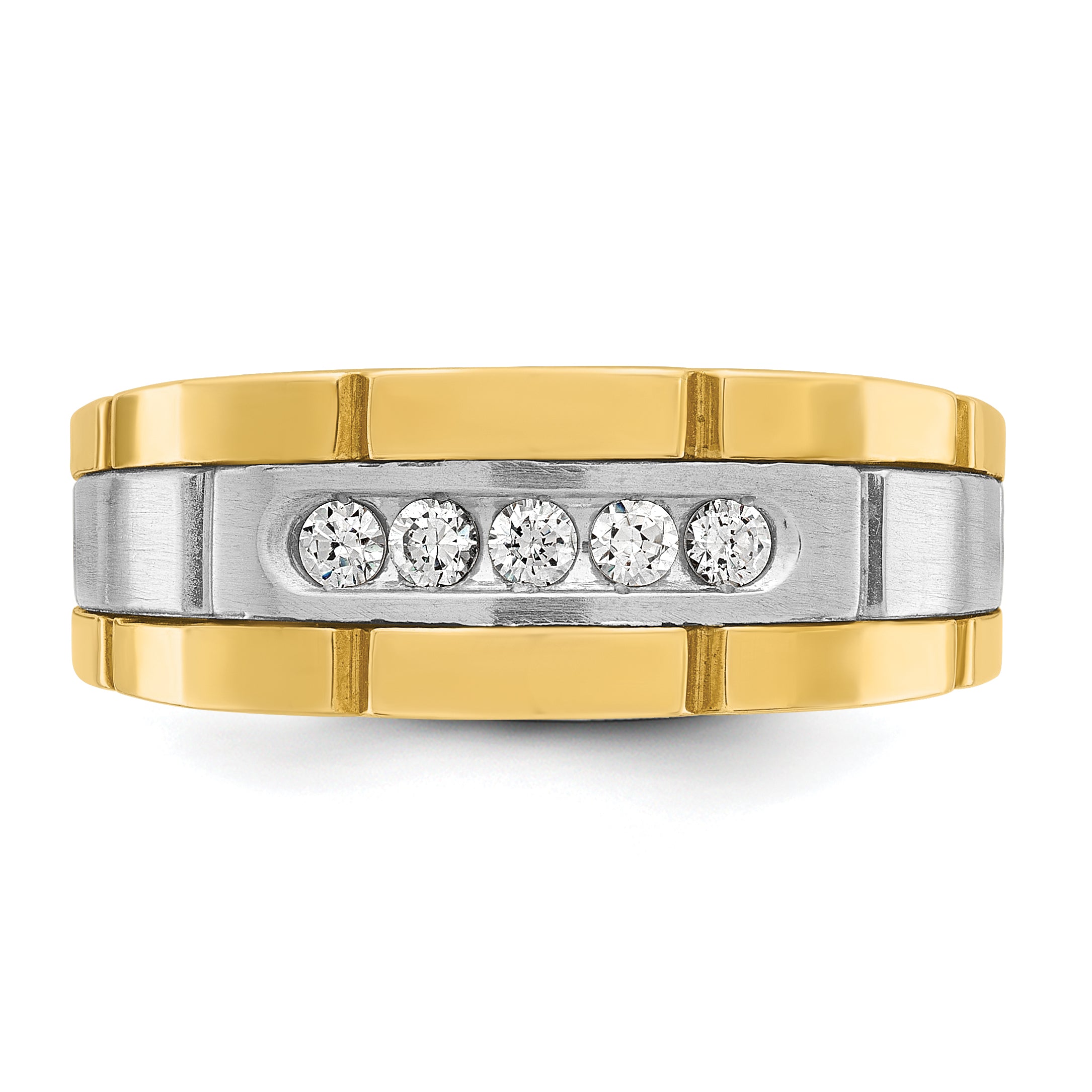 14k Two-tone Gold Men's 1/4 carat Diamond Complete Ring