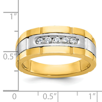 14k Two-tone Gold Men's 1/4 carat Diamond Complete Ring