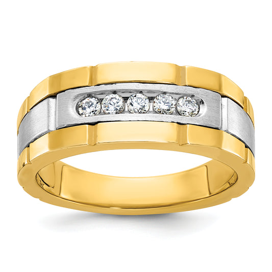 14k Two-tone Gold Men's 1/4 carat Diamond Complete Ring