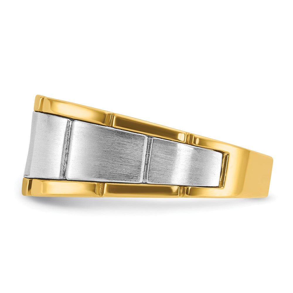 10K Two-Tone Ibgoodman Men'S Polished And Satin Diamond Complete Ring