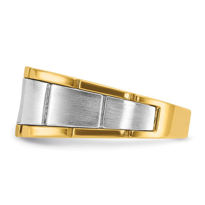 10K Two-Tone Ibgoodman Men'S Polished And Satin Diamond Complete Ring