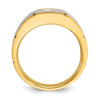 14k Two-tone Gold Men's Polished and Satin 1/4 carat Diamond Complete Ring