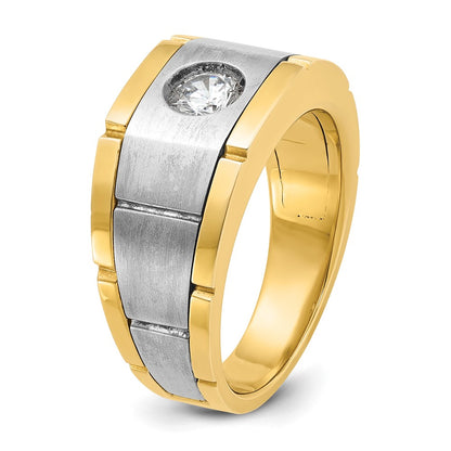 14k Two-tone Gold Men's 1/2 carat Diamond Complete Ring