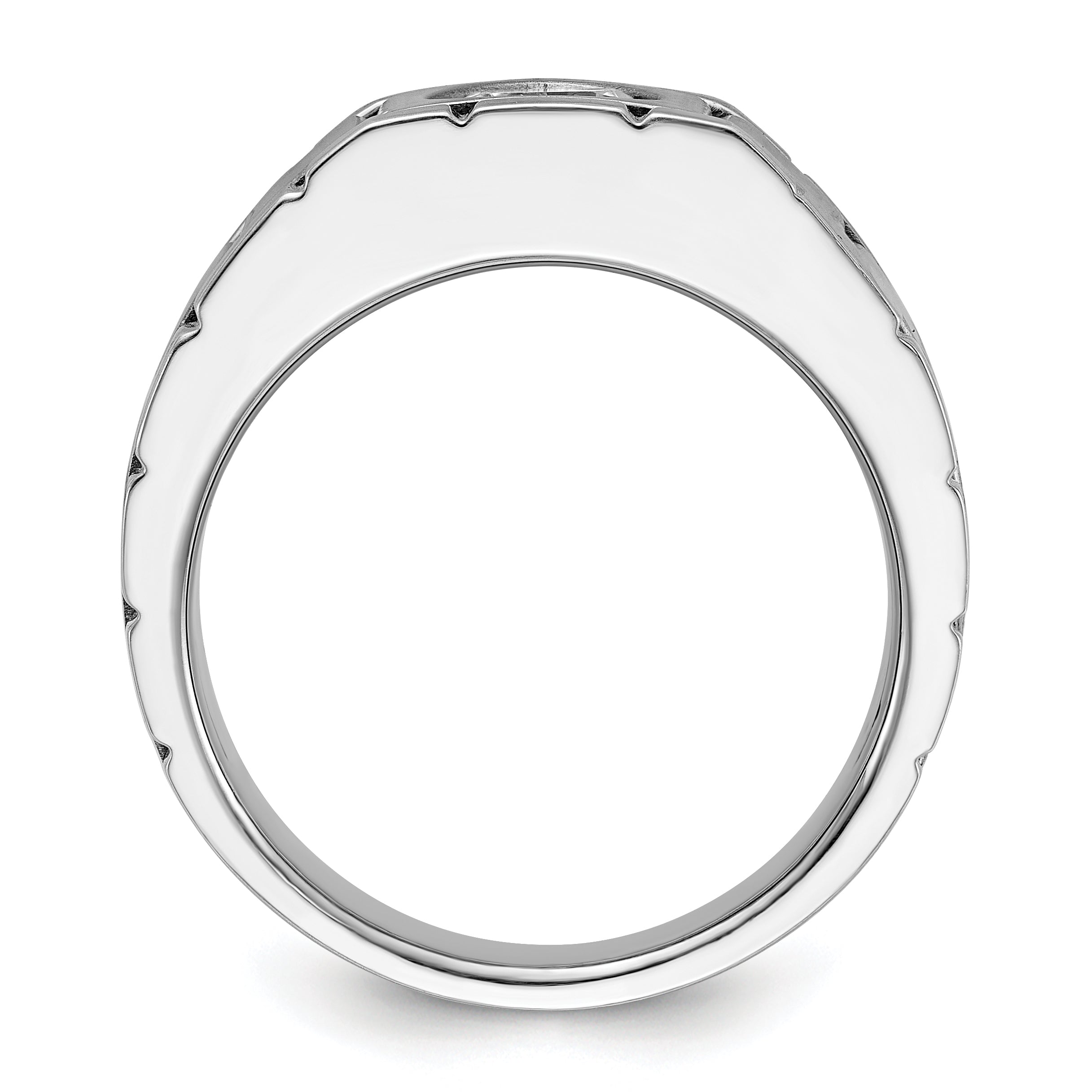 14K White Gold True Origin Ibgoodman 1 Carat Lab Grown Diamond Vs/Si+ G+ Complete Polished And Satin Men'S Ring