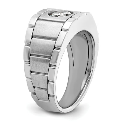 14K White Gold True Origin Ibgoodman 1 Carat Lab Grown Diamond Vs/Si+ G+ Complete Polished And Satin Men'S Ring