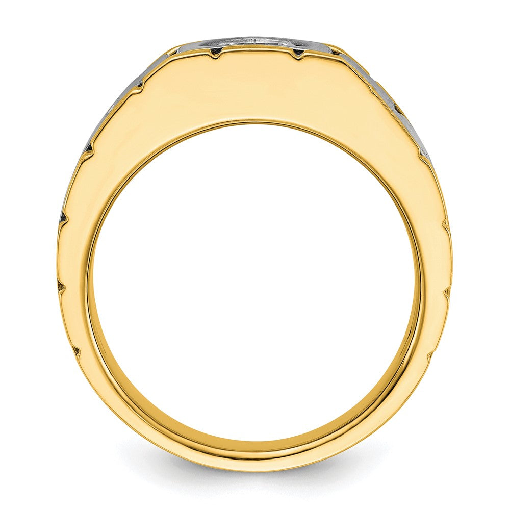 14K Two-Tone 1 Ct Lab Grown Diamond Vs+ F+ Men's Ring