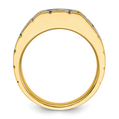 14K Two-Tone 1 Ct Lab Grown Diamond Vs+ F+ Men's Ring