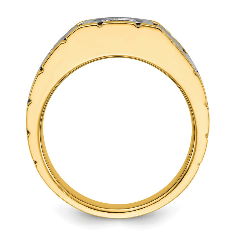14K Two-Tone 1 Ct Lab Grown Diamond Vs+ F+ Men's Ring