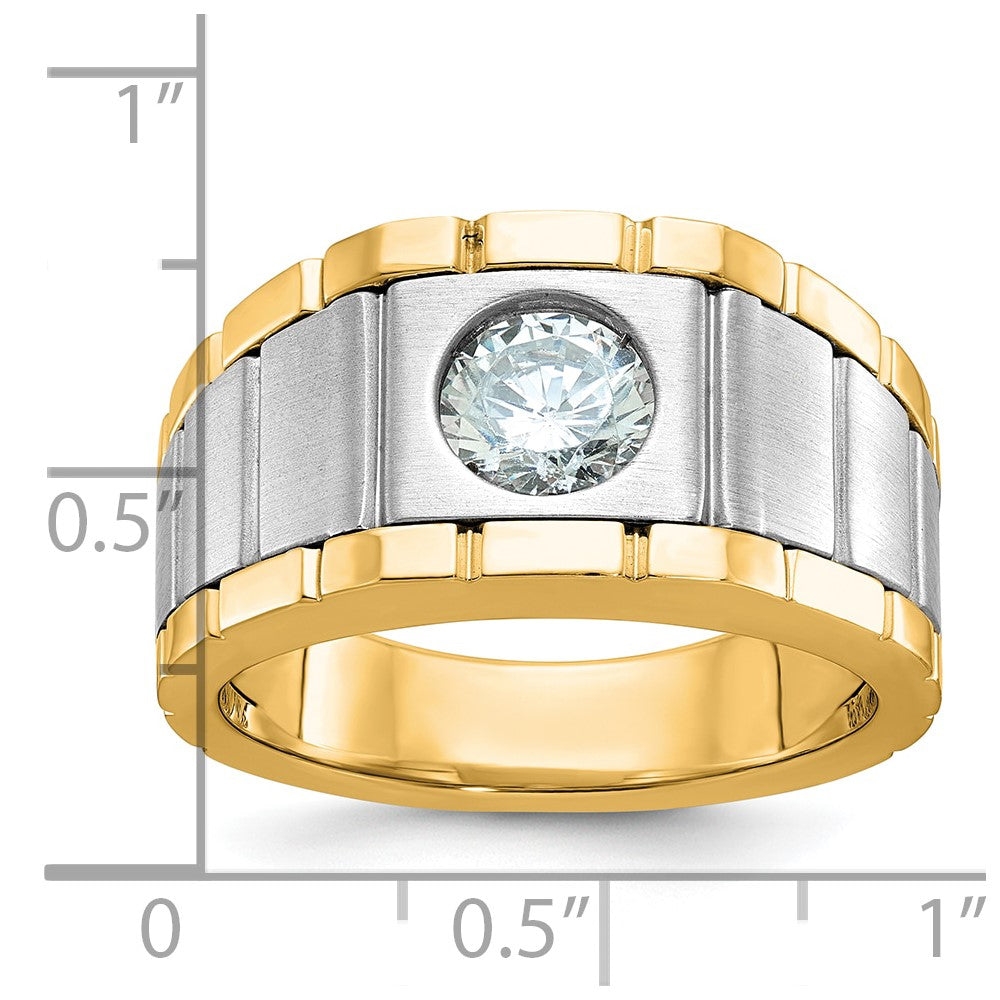 14K Two-Tone 1 Ct Lab Grown Diamond Vs+ F+ Men's Ring