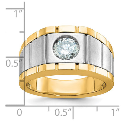 14K Two-Tone 1 Ct Lab Grown Diamond Vs+ F+ Men's Ring