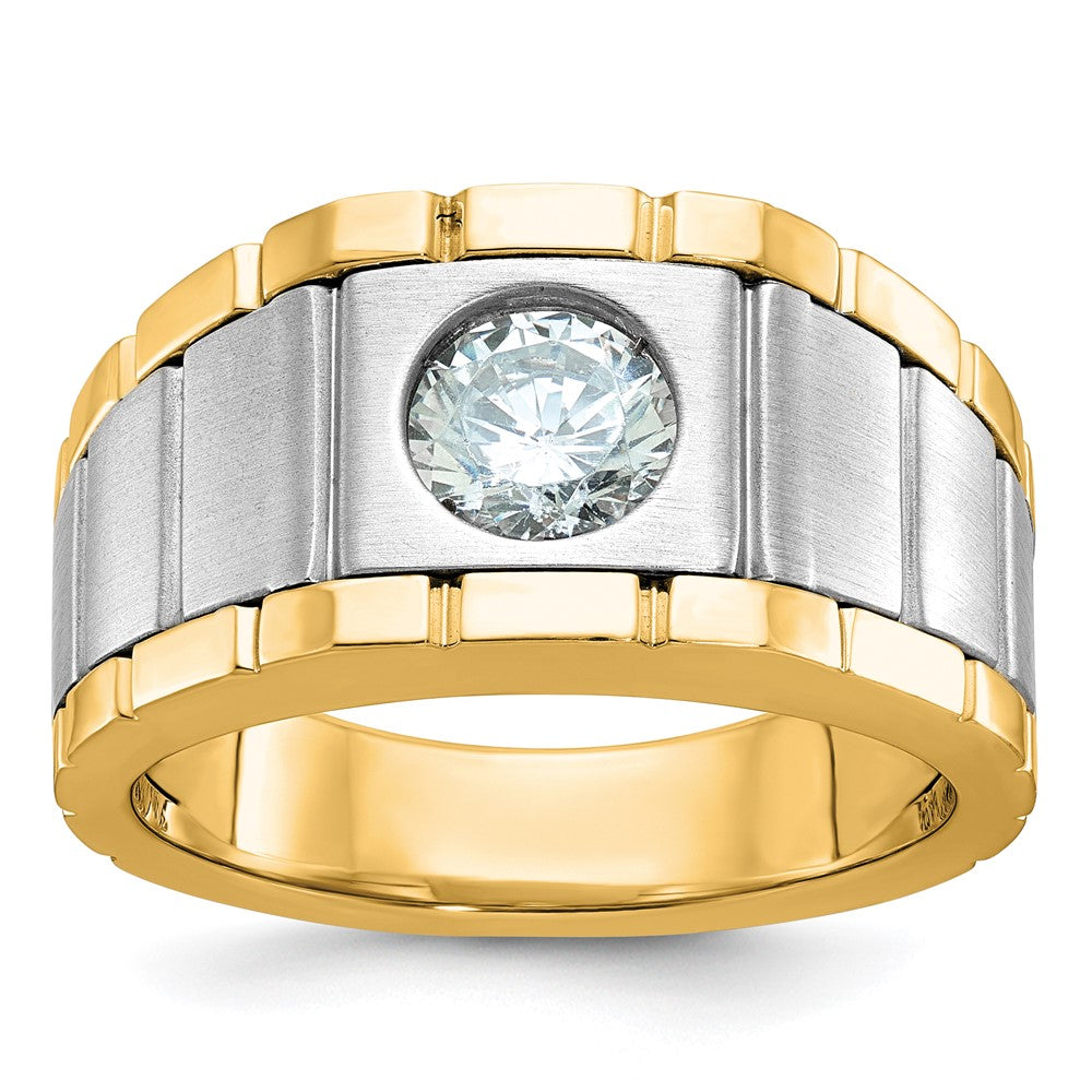 14K Two-Tone 1 Ct Lab Grown Diamond Vs+ F+ Men's Ring