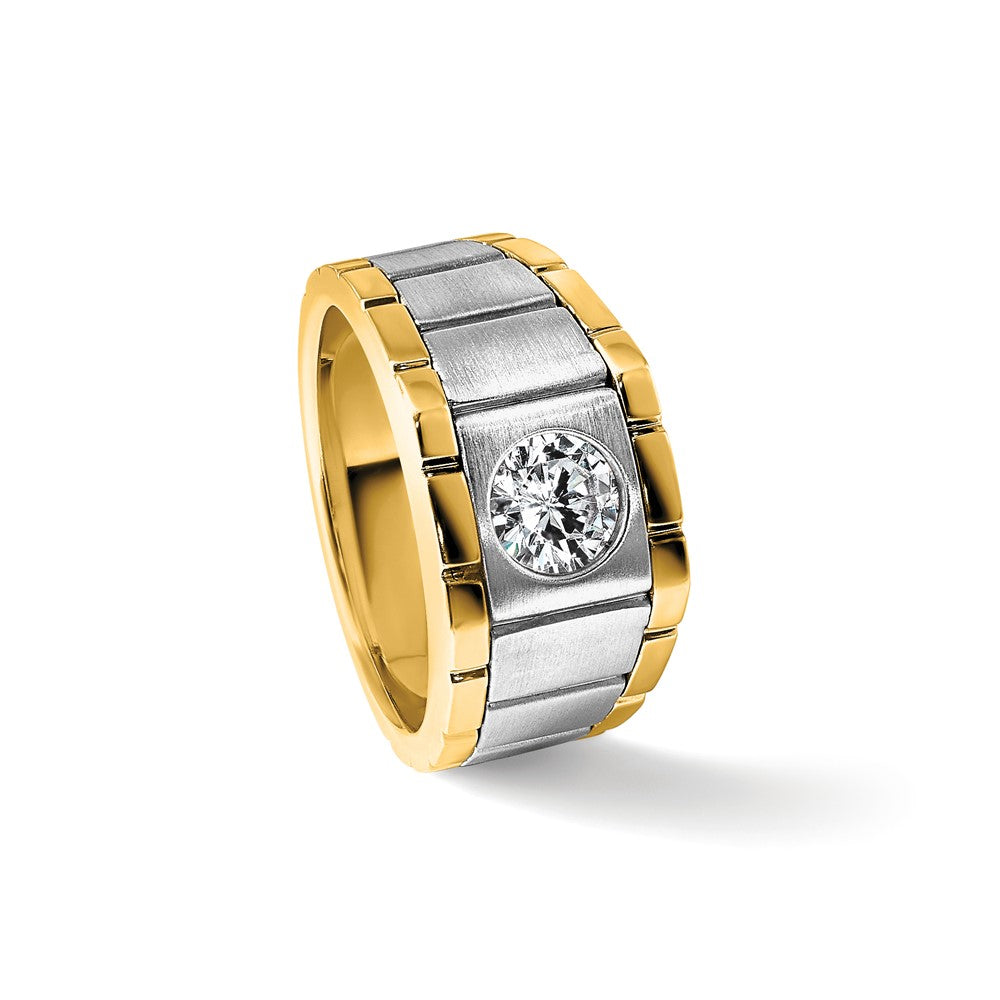 14K Two-Tone 1 Ct Lab Grown Diamond Vs+ F+ Men's Ring
