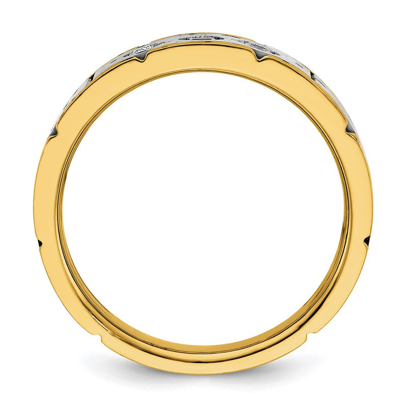 14k Two-tone Gold Men's Polished and Satin 1/4 carat Diamond Complete Ring