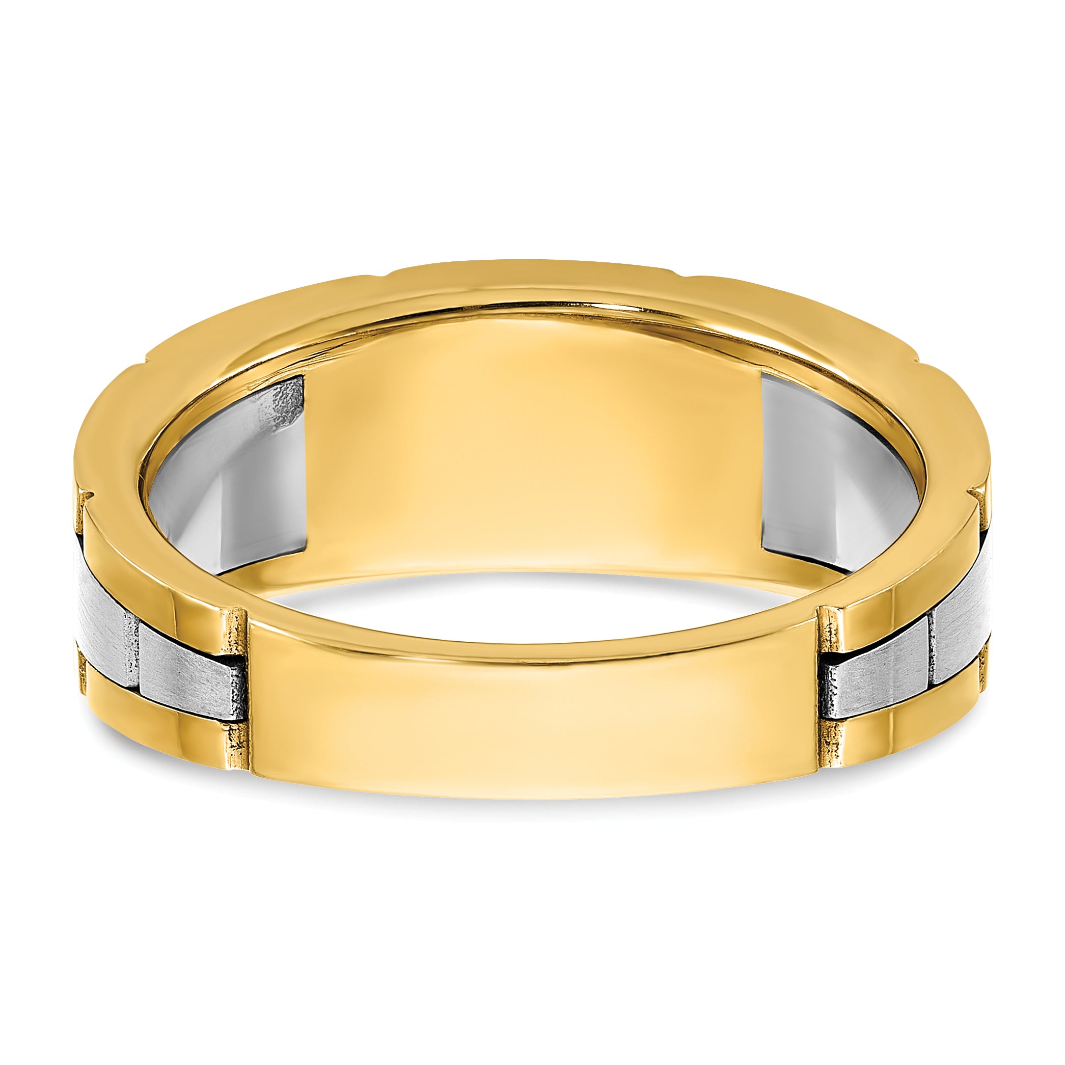 14k Two-tone Gold Men's Polished and Satin 1/4 carat Diamond Complete Ring