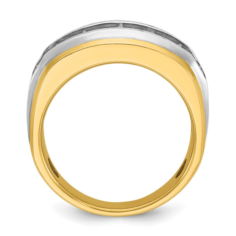 14k Yellow & Rhodium with White 1 1/2 Ct. Lab Grown Diamond VS/SI+ G+ Satin Men's Ring